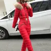 Winter Hooded Jumpsuits Elegant Cotton Padded Warm Ski Suit Straight Zipper Women Casual Tracksuits High Quality Winter Outwear