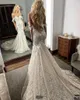 2020 Sexig Berta Off Shoules Mermaid Bröllopsklänningar Spets 3D Applique Sweep Train Backless Custom Made Bridal Gowns Robe de Mariée