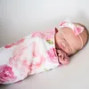 Nyfödd spädbarn baby swaddle sovsäckar baby muslin filt + huvudband baby mjuk kokong sömn säck med huvudband 2st set 15304