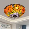 Amerykański Blue Sun Kwiat Retro Szklana Lampa Tiffany Witraż Przeciwno Korytarz Balkon Korytarz Sypialnia Lampa Sufitowa TF053