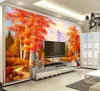 Wallpaper 3D Paredes Belas paisagem brilhante folhas de bordo 3d paisagem papel de parede digital Papel de parede
