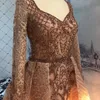 2020 Arabic Aso Ebi Luxurious Lace Beaded Evening Dresses Long Sleeves Mermaid Prom Dresses Sexy Formal Party Second Reception Gowns ZJ443