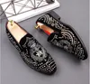 Mocassins confortables pour hommes, chaussures pointues avec strass et rivets, chaussures plates pour fête de mariage, offre spéciale