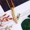 Hip Hop Iced Out Zircon Razor Shape Necklace Pendant Gold Plated Mens Hip Hop Jewelry Gift