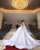 2020 Modest Elegant Ball Gown Sweetheart Sleeveless Backless Wedding Dresses Crystal Sequins Wedding Gowns Sweep Train Bridal Gowns