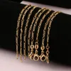 Mode 18k guldpläterad och 925 sterling silverpläterad 2mm breda tunga figaro halsband kvinnor kedjor män