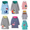 Hooded Jurkenkids Designer Kleding Meisje Dier Gestreepte Prinses Jurken Gedrukt Lange Mouw Sweatshirt Katoen Casual Boutique Jurk AYP6336