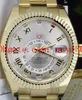 Luxury High Quality 42mm Mäns 18kt guld Sky-Dweller Silver Roman Dial 326938 Mekanisk Automatiska Mens Watch Armbandsur