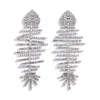 Wholesale- designer exaggerated lovely cute ocean fish bone glittering diamond crystal long tassel pendant stud earrings for women girls