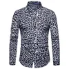 2019 fashion men's nightclub leopard print long-sleeved shirt good quality eu size party imported clothing