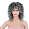 Afro-verworrene lockige Perücken für schwarze Frauen, Hochtemperaturfaser, gemischte braune und blonde Farbe, synthetisches kurzes Haar