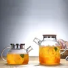 Stovetop Safe Glass Teapot For Loose Leaf Flower Tea Bambu Lid Borosilicate Pyrex Kettle Water Juice Pitcher 1000 ml