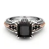 Carve цветок черный алмаз кольцо кольцо полоса пальца квадратная камень свадебные кольца для женщин мода ювелирные изделия виннтинки подарок будет и песчаный