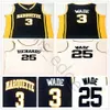 NCAA Marquette Golden Eagles College Dwyane #3 Wade Blue Jersey Richards Lisesi #25 Dwyane Wade Beyaz Dikişli Basketbol Formaları