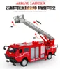 KDW Giocattoli modello di camion in lega, camion dei pompieri a doppia testa con scala aerea, cannone ad acqua, 1:50, per regalo di compleanno per bambini, collezionismo, decorazione