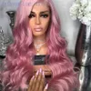 Free Part Kylie Jenner Style Body Wave Synthétique Full Lace Front Perruque Rose Délié Naturel Fibre Résistante À La Chaleur Sans Colle Perruques pour Femmes