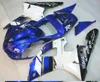 ABS 화이트 블루 야마하 용 페어링 키트 YZF R1 98 99 YZFR1 1998 1999 YZF-R1 YZF 1000 R1 페어링 세트 + 선물