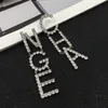 Whole trendy Popular fashion luxury designer exaggerated glitter diamond rhinestone letter CHA dangle chandelier stud earrings8232908