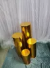 Favours ślubny wyświetlacz stół cylinder filar stojak złota lustro stojak na ciasto srebrne ciasto taca handlowa kwiat deserowy rzemiosło MET5082121