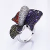 Fashion-New Multi Crystal Crystal Cyrkonia Duże Pierścienie Party Trendy Kwiat Biżuteria Najwyższej Jakości Piękny Duży Pierścionek Dla Kobiet