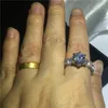 ヴィンテージの花の予想フィンガーリング925スターリングシルバー5a Czの婚約の結婚式のバンドリング女性パーティージュエリー