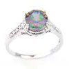 Best Seller Supply New 925 Sterling Silver Plated Small Punk Genuine Natural Mystic Topaz Crystal Gemstone Cocktail Wedding Rings For Lovers