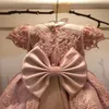 結婚式のための植木のための植木の服のための服用王女チュチュのスパンコールアップリケレースの弓子供の最初の聖体拝領のガウン