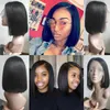 Perucas de renda Ishow Indiano Reto Curto Bob Peruca 8-14 polegadas Virgem Perucas de Cabelo Humano Brasileiro Suíço Peruca Frontal Peruca Frontal para Mulheres Meninas Cor Natural Todos Ag