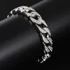 Nya Bling Diamond Mens Hip Hop Iced Out Cuban Link Chain Bangle Armband Miami Gold Silver Curb Chains Armband Födelsedagspresenter till killar