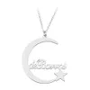 Personalizzato Personalizzato Nome Collane Portachiavi Per Donna Uomo Acciaio Inossidabile Alfabeto Lettera Ciondolo Luna Stella Gioielli Regalo di Moda