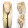 24 -calowy 613 Silkty prosta najwyższej jakości syntetyczna koronkowa peruka przednia odporna na ciepło długie włosy Blondynka dla czarnych kobiet Cosplay Wig8466862