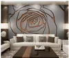 カスタム3D壁画の壁紙3D金属錬鉄製のステッチ抽象的な花新しい中国の背景の壁