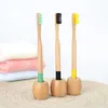 Bamboo toothbrush holder base round handle travel case tube biodegraded multi colors eco friendly hard and soft charcoal bristle