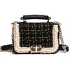 Designer-New Women Chain Simple Messenger Torba Pearl Trend Duża Pojemność Torba Na Ramię Lady Winter Woolen Torebka //2 Z4