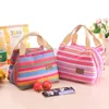 Striped Lunch Bags Insulated Thermal Stripe Tote Bags Campus Picnic Food Lunch Bags Food Storage Box Women Students Tote LX8751