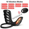 10 Modes Penis Testicle Lock Ring Vibrator Adult Sex Toys For Men Ejaculation Delay Clitoris Stimulation Penis Enlargement Male Y19070302