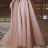 Blozen roze bling sexy avondjurken slijtage spaghetti bandjes lieverd cape crystal parels open rug vloer lengte plus size luxe prom-jurk