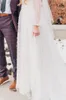 Nowy 2020 Skromne suknie ślubne Latarnia Rękawy V Neck Perły Tulle Długie Rękawy Proste Boho Informal LDS Suknie ślubne Cusotm Made