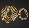 Mens Gold Iced Out Catena cubana da 30 pollici e bracciale da 8 pollici SET Gioielli hip-hop Whosales Trendy Rapper Singer Fashion 2 pezzi Set