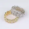 Iced out anéis para homens hip hop designer de luxo masculino 8mm Cuban link Ring Copper Zircon Gold Silver Engagement Wedding Diamond Jewel4320725