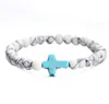 Handgjorda Boho Smycken Kors Armband Trendigt Style Elastiskt Rope Naturligt Beaded Armband för Kvinnor Födelsedagspresent Partihandel