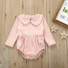 Baby Girls Pani Dzieci Solidne Długie Rękawy Kombinezony Cute Doll Collar Body Niemowlę Kombinezony Moda Noworodka Jednoczęściowy Playsuit YP601