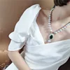 Beautiful 9-10mm gray freshwater pearl micro inlay zircon accessories pendant necklace long 45cm