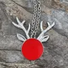 Partihandel Monogrammed Blank Nyår halsband Personlig Emalj Disc Christmas Gift Head of Deer Pendant Halsband