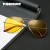 Luxury-YOOSKE Lunettes de vision nocturne classiques Lunettes Femmes Hommes Conducteurs Conduite Lunettes de soleil Anti-éblouissement Protéger les yeux Jaune Lunettes de soleil UV400