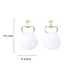 Mode- Bijoux Coeur Strass Dangle Boucles D'oreilles Douce Boule De Fourrure Blanche Pendentifs Boucles D'oreilles Pour Femmes Fille Cadeau