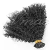 VMAE Vrigin Human Hair 100g Natural Color Kinky Curly I Tip Estensioni dei capelli pre-incollate