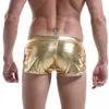 Sexy Herren Boxershorts Unterwäsche Homosexuell Sissy Kunstleder Penis Pouch Unterhose Männliche Badehose Tanz Boxer Glänzende Unterwäsche Höschen