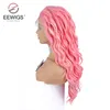 Long Body Wave Lace Front Perruques Couleur Rose Sans Colle Pleine Densité Perruques Synthétiques pour Femmes Résistant À La Chaleur Fibre Cheveux Sans Séparation