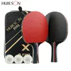 Huieson 2 pcs atualizado 5 estrelas tabela de carbono raquete de tênis conjunto leve potente ping pong paddle morcego com bom controle t200410